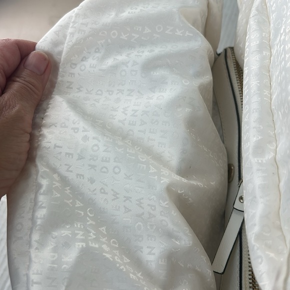 Kate Spade Laurel Way Evangelie Tote Cream Nude Black Straps Gold Satchel Bag - Picture 12 of 14